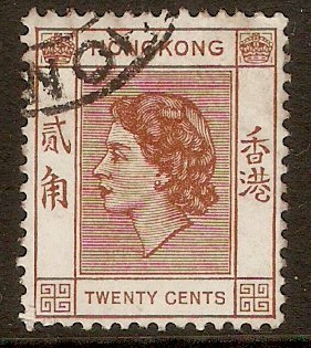 Hong Kong 1954 20c Brown. SG181.